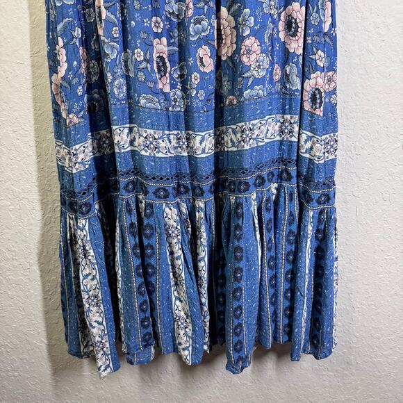 SPELL & THE GYPSY Dress Small Collective Zahara Maxi Boho Floral Metallic Thread - Picture 8 of 16